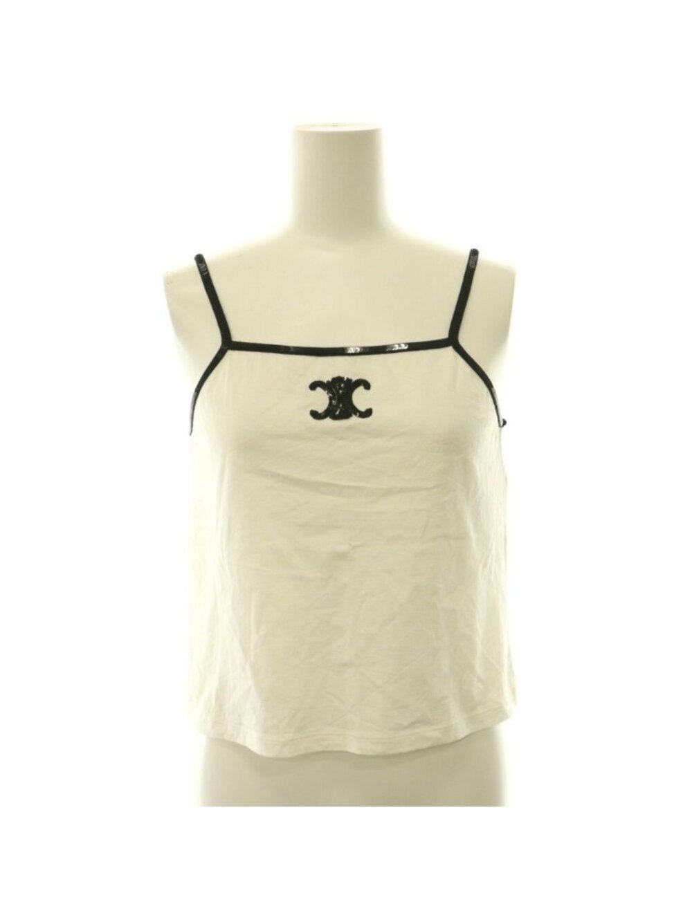 Celine Triomphe Sequin Camisole Top Cropped S White